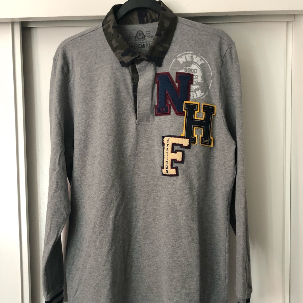 American Rag-Embroidered Polo Rugby Long Sleeve